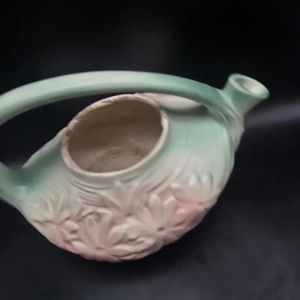 McCoy Pink Green Daisy Tea Pot No Lid Vintage USA Pottery